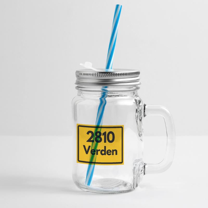 OLD POSTCODE POSTCODE RETRO 2810 VERDEN PFERDEDOM Glass jar with handle and screw cap