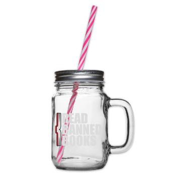 Read Banned Books Verbotene Bücher Lesen Freiheit - Glass jar with handle and screw cap - clear - Right