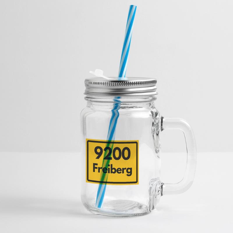 OLD POSTCODE 9200 SAXONY FREIBERG POSTAL CODE Glass jar with handle and screw cap