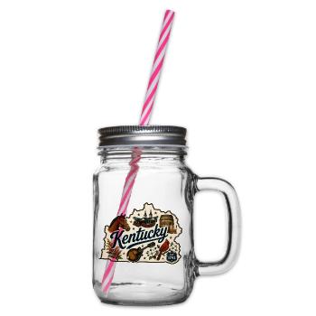 Vintage-Kentucky Bluegrass-Bourbon-Aufkleber - Henkelglas mit Schraubdeckel - Klar - Rechts