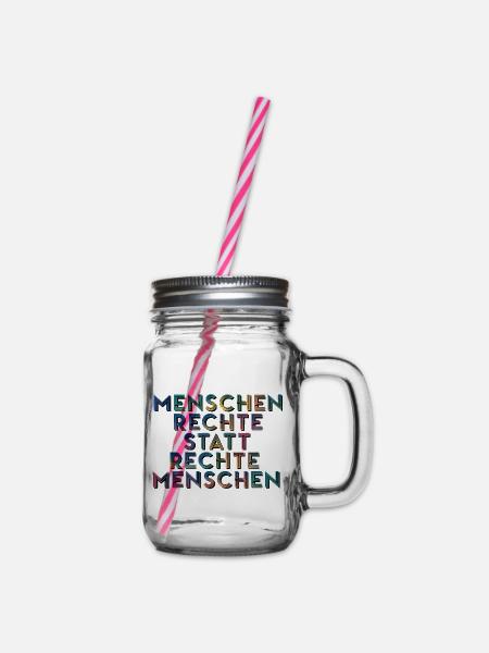 Menschenrechte Statt Rechte Menschen T-Shirt - Henkelglas mit Schraubdeckel - Klar