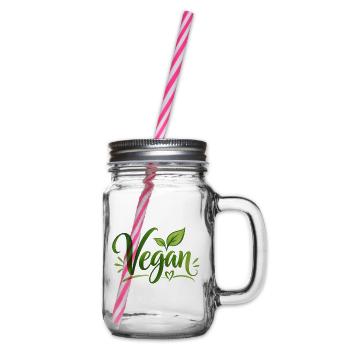 Vegan - Veganer - fleischfrei - fleischlos - Henkelglas mit Schraubdeckel - Klar - Rechts