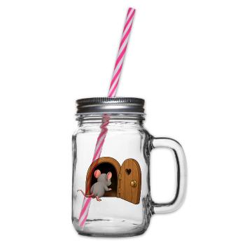 Neugierige Maus und kleine Tür - Henkelglas mit Schraubdeckel - Klar - Rechts