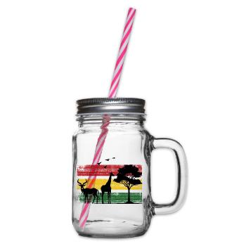 Afrika Safaritour Tiere Africa Five Urlaub - Henkelglas mit Schraubdeckel - Klar - Rechts