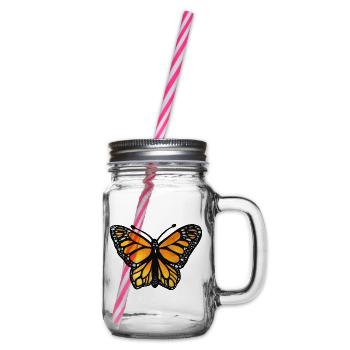 Monarch-Sonnenuntergangsschmetterling - Henkelglas mit Schraubdeckel - Klar - Rechts
