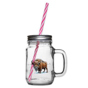 Wisent im Eisfeld - Henkelglas mit Schraubdeckel - Klar - Rechts