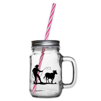 Cowboy-Fangkuh - Henkelglas mit Schraubdeckel - Klar - Rechts