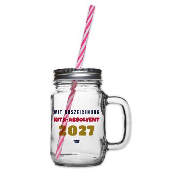 Kita Absolvent 2027 mit Auszeichnung Abschied - Henkelglas mit Schraubdeckel - Klar - Rechts