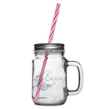 Enna Blütenname Aquarell - Henkelglas mit Schraubdeckel - Klar - Rechts
