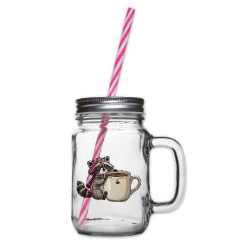Tired Raccoon Coffee Design - Henkelglas mit Schraubdeckel - Klar - Rechts