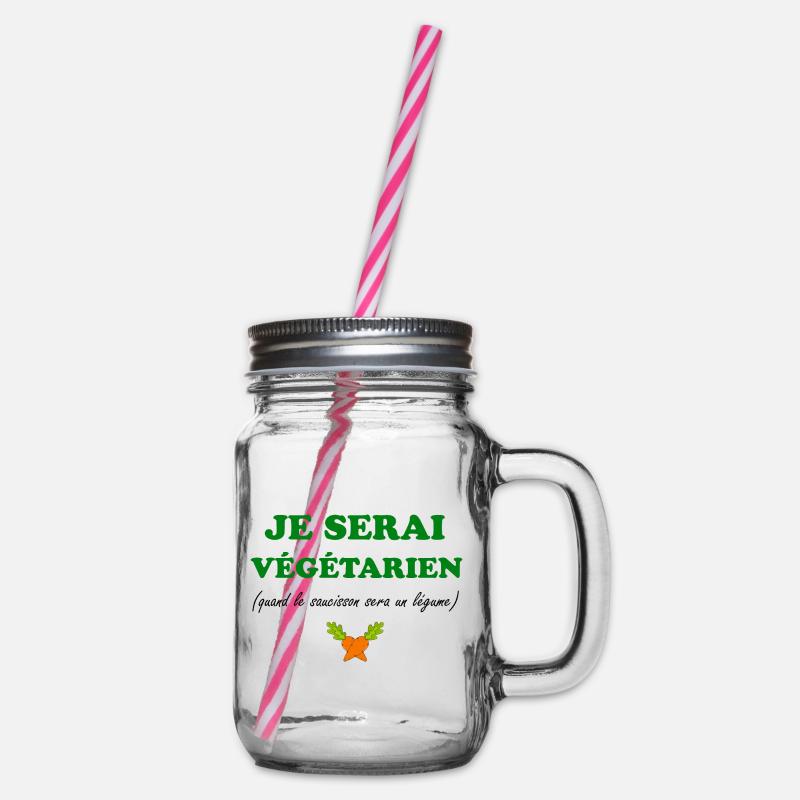 je serai végétarien idée cadeau humour citations - Bocal à boisson - transparent