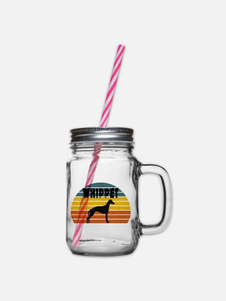 Whippet Silhouette' Cool Dog Whippet - Henkelglas mit Schraubdeckel - Klar