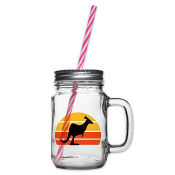 Känguru vor einer Halbsonne - Henkelglas mit Schraubdeckel - Klar - Rechts