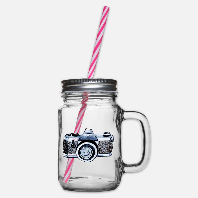 Camera - Glass jar with handle and screw cap - clear