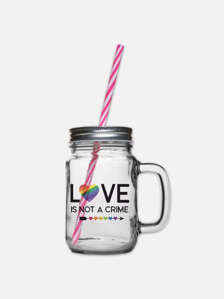 LGBT Pride Month - Liebe ist kein Verbrechen - Henkelglas mit Schraubdeckel - Klar