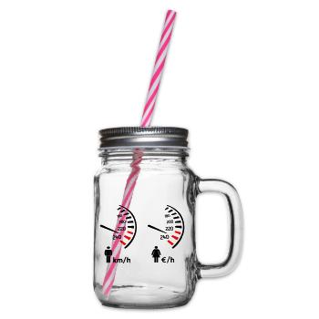 Speedometer km/h and expense meter - Glass jar with handle and screw cap - clear - Right