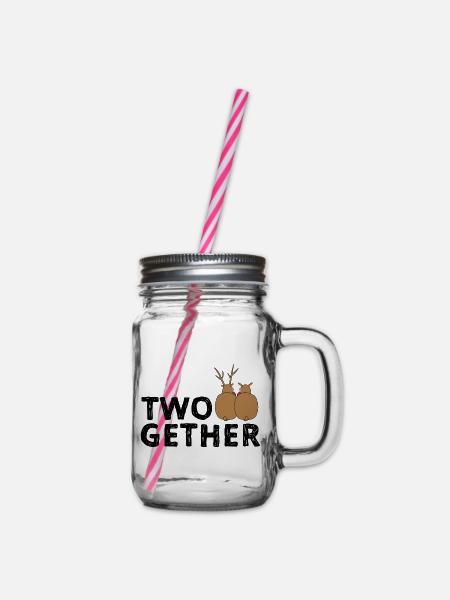 TWOGETHER - Henkelglas mit Schraubdeckel - Klar