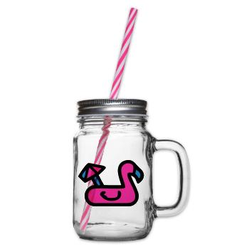 Flamingo Luftmatratze Retro - Henkelglas mit Schraubdeckel - Klar - Rechts