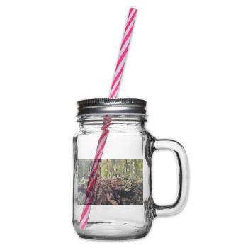 Logs in the forest – an impressionistic landscape - Glass jar with handle and screw cap - clear - Right