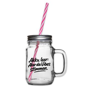 Akku leer: Aber die Vibes stimmen. - Henkelglas mit Schraubdeckel - Klar - Rechts