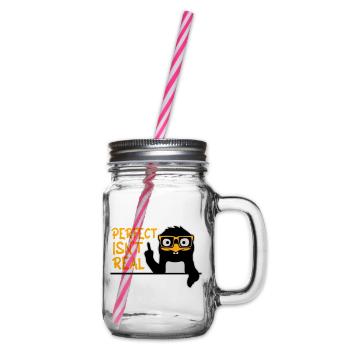 Perfect isn't real Perfekt Gibt Es Nicht Pinguin - Henkelglas mit Schraubdeckel - Klar - Rechts