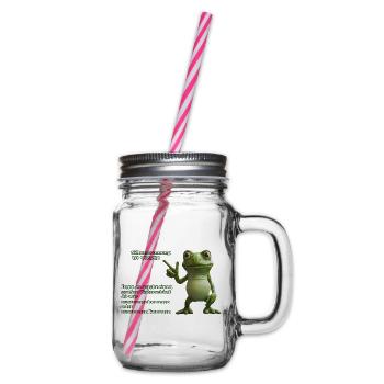Frosch mit Wortwitz über Silbentrennung - Henkelglas mit Schraubdeckel - Klar - Rechts