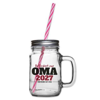 Befördert zur Oma 2027 - Henkelglas mit Schraubdeckel - Klar - Rechts