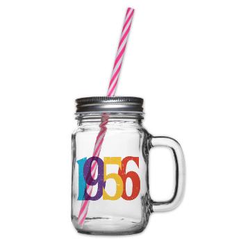 1956 Geburtstag Geboren 1956 Vintage-Retro-Geschenk - Henkelglas mit Schraubdeckel - Klar - Rechts