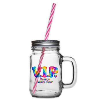 V.I.P. – Kann ja nichts dafür – Aquarell Humor - Henkelglas mit Schraubdeckel - Klar - Rechts