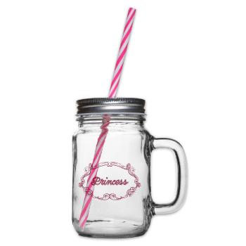 Rosa Prinzessin Schnörkelrahmen - Henkelglas mit Schraubdeckel - Klar - Rechts