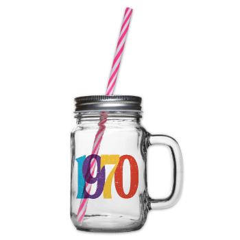 Geboren 1970 70 Geburtstagsgeschenk - Henkelglas mit Schraubdeckel - Klar - Rechts