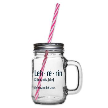 Lehrerin Substantiv Definition Schule Geschenk - Henkelglas mit Schraubdeckel - Klar - Rechts