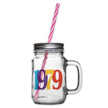Geboren 1979 Geburtstagsgeschenk Geburtstag 79 - Henkelglas mit Schraubdeckel - Klar - Rechts