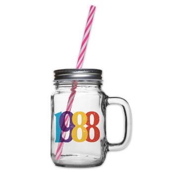 Geboren 1988 Geburtstagsgeschenk Geburtstag 88 - Henkelglas mit Schraubdeckel - Klar - Rechts