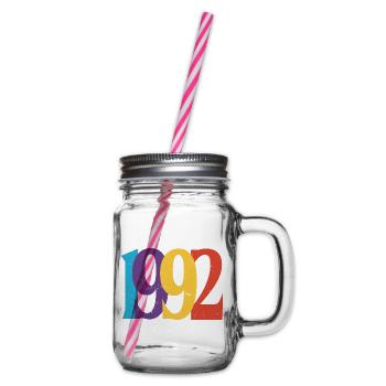 Geboren 1992 Geburtstagsgeschenk Geburtstag 92 - Henkelglas mit Schraubdeckel - Klar - Rechts