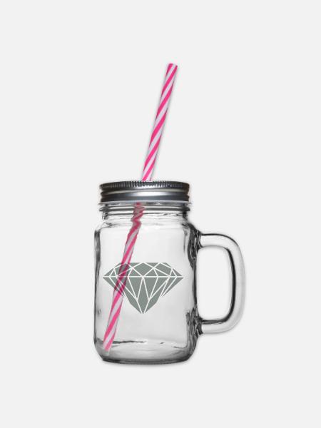 Geometrischer Diamant Linienkunst - Henkelglas mit Schraubdeckel - Klar