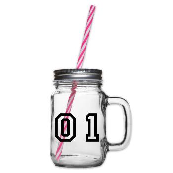 Nummer - 01 - zero one - Henkelglas mit Schraubdeckel - Klar - Rechts