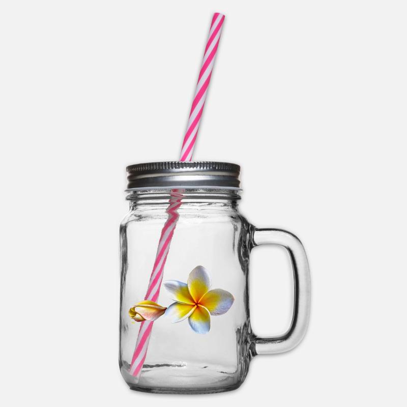 Weisse plumeria oder Frangipani Blume - Henkelglas mit Schraubdeckel - Klar