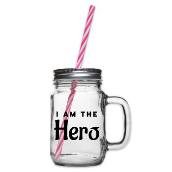 I'm the hero - Glass jar with handle and screw cap - clear - Right