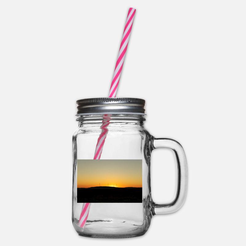 Coucher de soleil au-dessus des éoliennes - Bocal à boisson - transparent