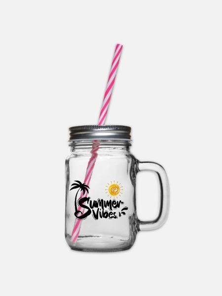 Summer Vibes - Henkelglas mit Schraubdeckel - Klar
