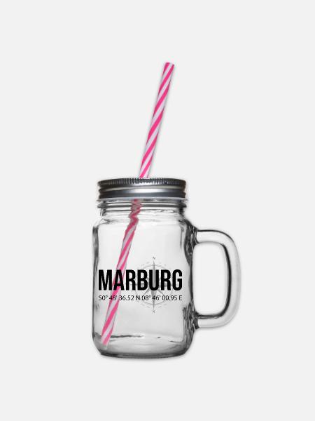 Koordinaten Marburg - Henkelglas mit Schraubdeckel - Klar