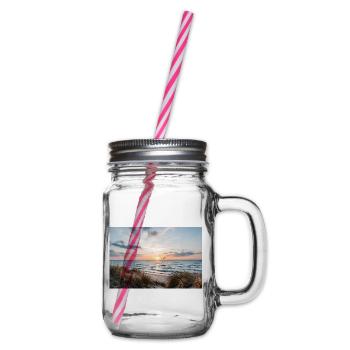 Sonnenuntergang am Dünenstrand - Henkelglas mit Schraubdeckel - Klar - Rechts
