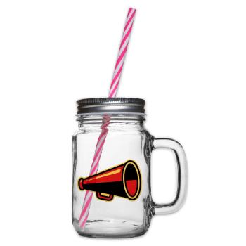 Red Megaphone Ultras Icon - Glass jar with handle and screw cap - clear - Right