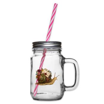 Briefschreiber-Schnecke mit Wildblumen - Henkelglas mit Schraubdeckel - Klar - Rechts