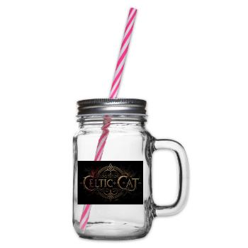 Celtic Cat – Goldener keltischer Schriftzug - Henkelglas mit Schraubdeckel - Klar - Rechts