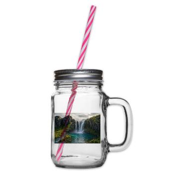 Wasserfallpfad - Henkelglas mit Schraubdeckel - Klar - Rechts
