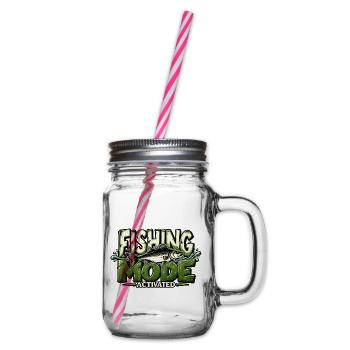 Fishing Mode Activated Angeln Angler Geschenkidee - Henkelglas mit Schraubdeckel - Klar - Rechts