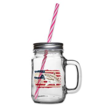 Funny Shark Boop The Snoot American Flag Patriotic - Henkelglas mit Schraubdeckel - Klar - Rechts