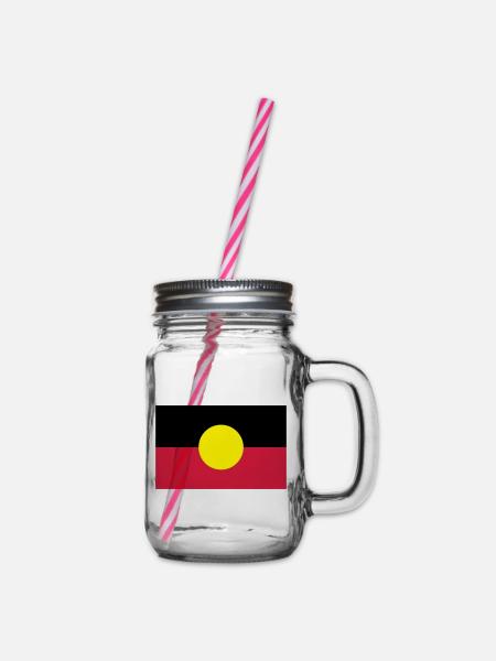 Fahne Flagge Aborigines - Henkelglas mit Schraubdeckel - Klar